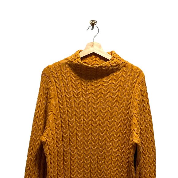 Christopher & Banks Cableknit Turtleneck Sweater Mustard Size XL NWT Soft Cozy - Picture 4 of 12